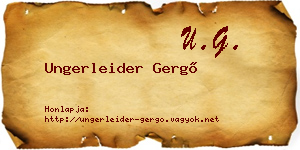 Ungerleider Gergő névjegykártya
